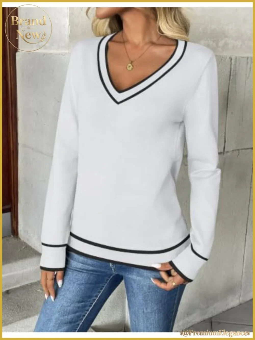 Zeagoo Women's V-Neck Long Sleeve Knit Pullover Sweater, Soft Stretchy